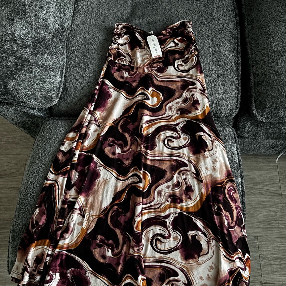 Red and Brown Maxi A-Line Dress for Cocktail